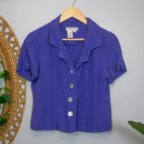 Vtg 90s Coldwater Creek Periwinkle Purple Short Sleeve Button Top | True Winter - Picture 4 of 6